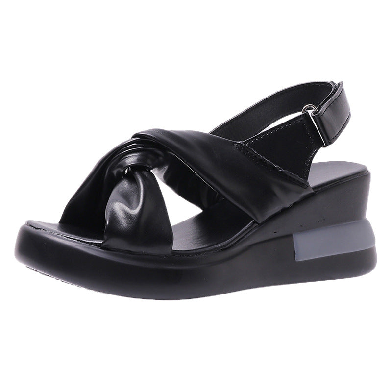 Damen Wedge-Sandalen mit modischem Knoten-Design und flexiblem Fußbett EB