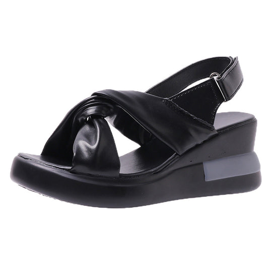 Damen Wedge-Sandalen mit modischem Knoten-Design und flexiblem Fußbett EB