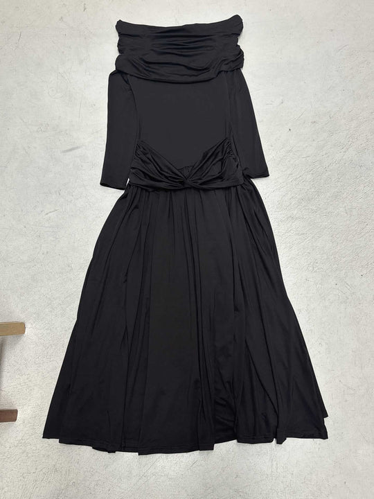 Damen Elegantes Langkleid mit gekreuztem Tailleneinsatz und schulterfreiem Ausschnitt EB