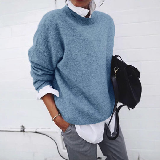 Damen nan gemütlicher Oversize-Strickpullover mit Stehkragen EB