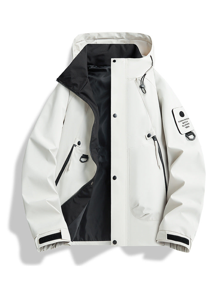 Herren wasserdichte Urban-Hardshelljacke mit verschweißten Nähten, verstellbarer Kapuze und Utility-Ärmeltasche EB