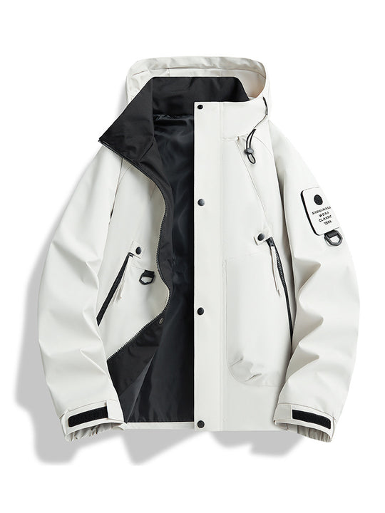 Herren wasserdichte Urban-Hardshelljacke mit verschweißten Nähten, verstellbarer Kapuze und Utility-Ärmeltasche EB