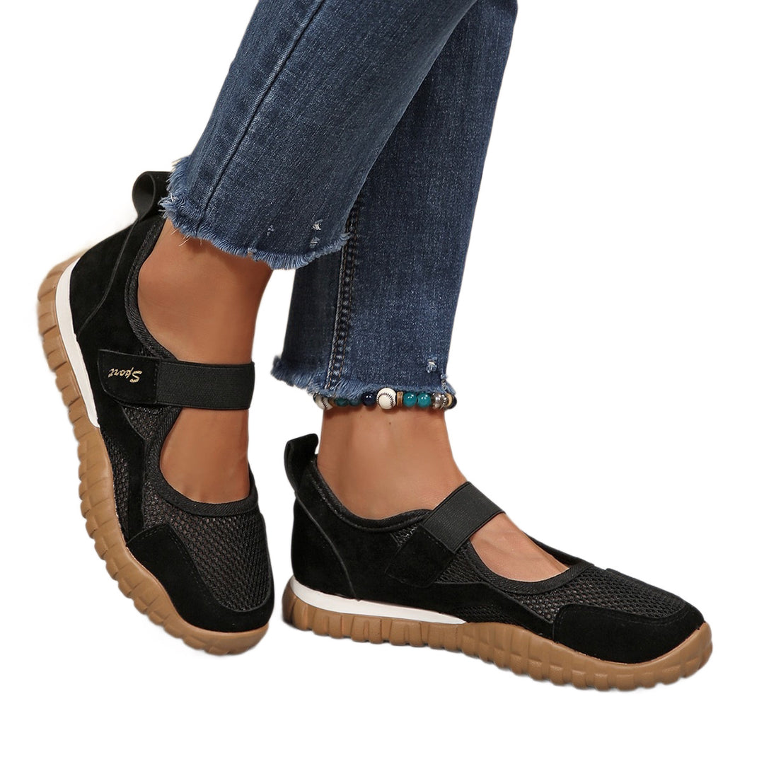 Damen Sportliche Sneakers mit atmungsaktivem Mesh-Obermaterial und flexiblem Klettverschluss EB