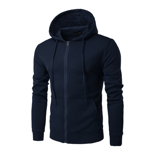 Herren nan Slim-Fit Kapuzensweatjacke mit mittigem Reißverschluss, doppellagiger Kapuze und praktischen Eingrifftaschen EB