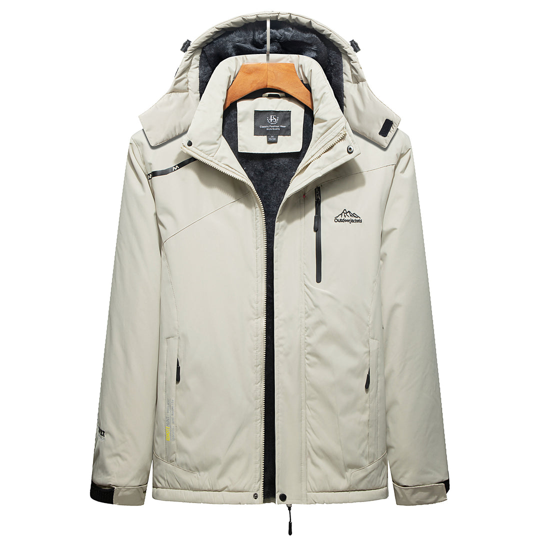 Herren Wasserabweisender Outdoorparka mit Teddyfutter, abnehmbarer Kapuze und Reißverschlusstaschen EB