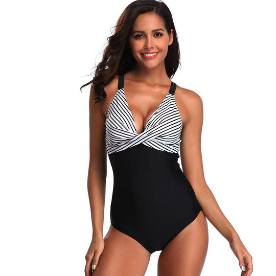 Damen Eleganter Bademode-Einteiler mit innovativem Knoten-Design EB
