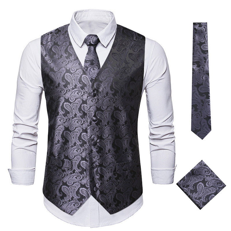 Herren elegante Anzugweste mit eleganten Paisley-Muster und passendem Zubehör EB