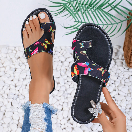 Damen Riemchen-Pantoletten mit buntem Design und komfortabler Sohle EB