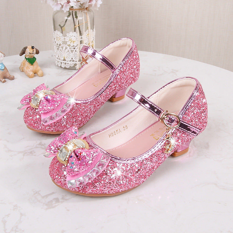 Mädchen Elegante Glitzer Ballerinas mit dekorativer Schleifen- und Strassapplikation EB