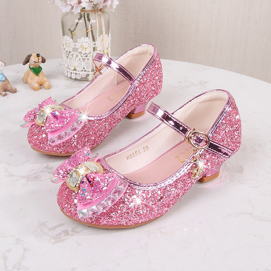 Mädchen Elegante Glitzer Ballerinas mit dekorativer Schleifen- und Strassapplikation EB