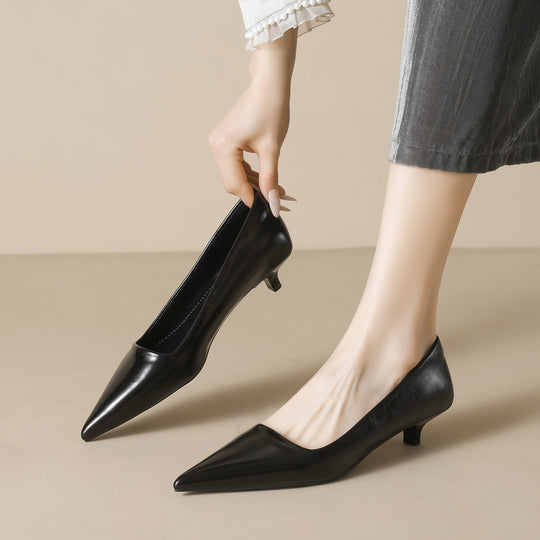 Damen elegante spitze Pumps mit komfortablem Blockabsatz EB