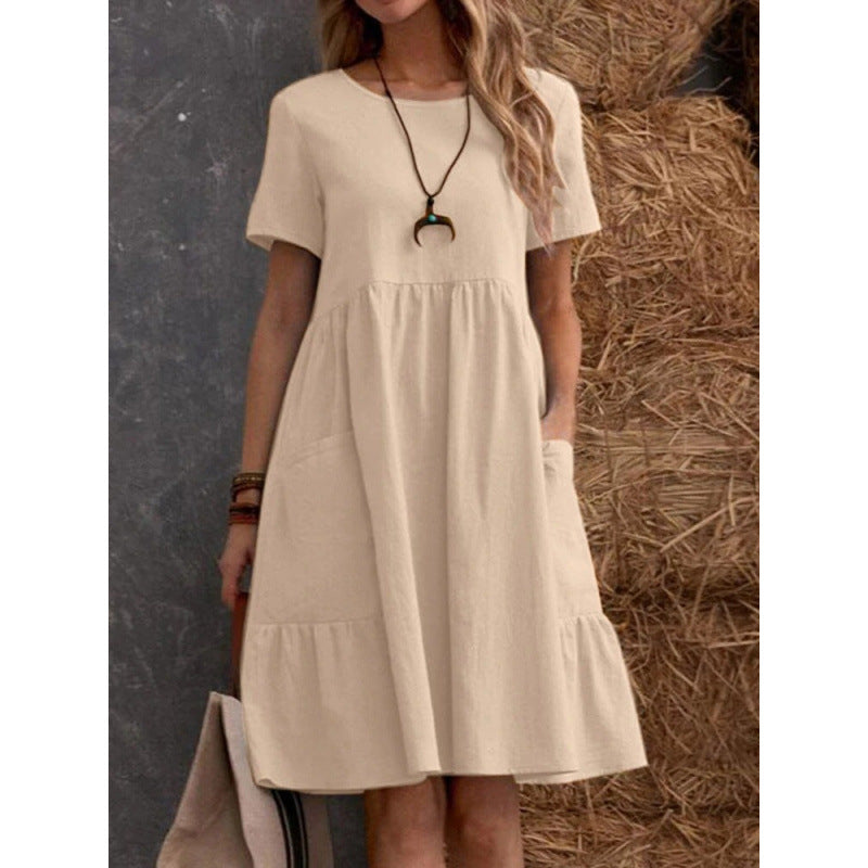 Damen Midikleid mit lockerer Passform und praktischen Taschen EB