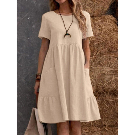 Damen Midikleid mit lockerer Passform und praktischen Taschen EB