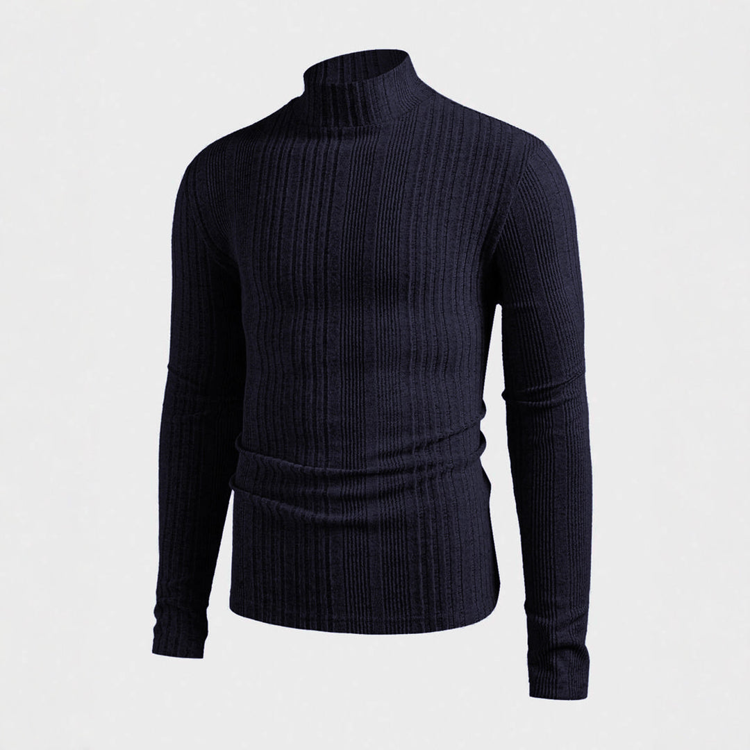 Herren Strickpullover mit hohem Kragen und Rippstruktur EB