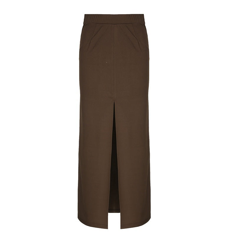 Damen Eleganter Midi-Rock mit seitlichem Schlitz und elastischem Bund EB