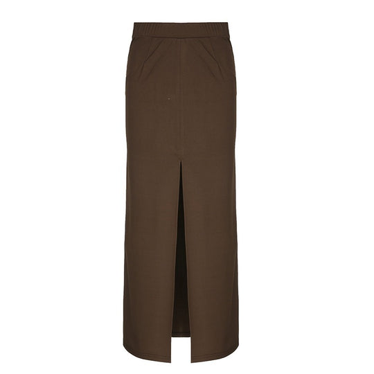 Damen Eleganter Midi-Rock mit seitlichem Schlitz und elastischem Bund EB