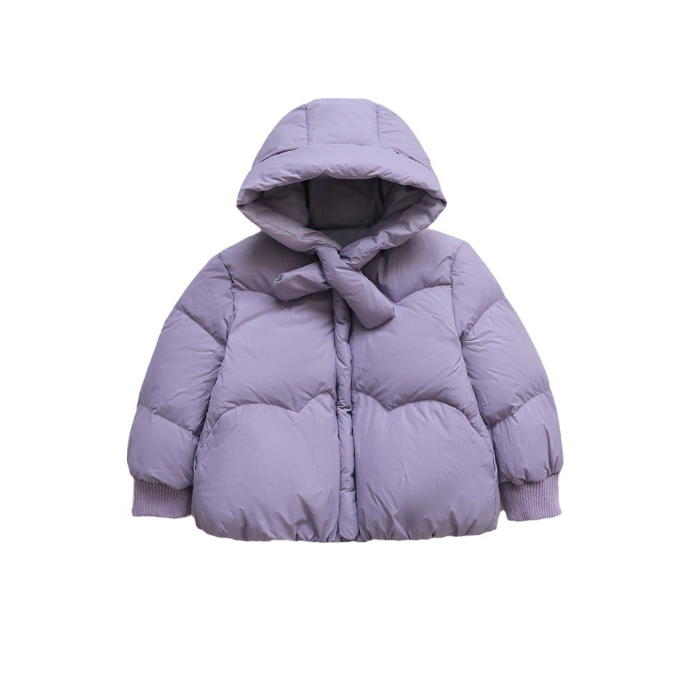 Damen Voluminöse Steppjacke mit Kapuze und hohem Kragen EB