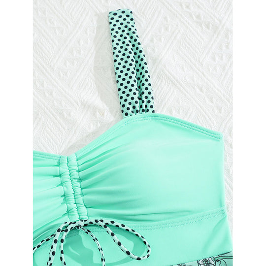 Damen Tankini mit floralem Rock und gepolstertem Oberteil EB