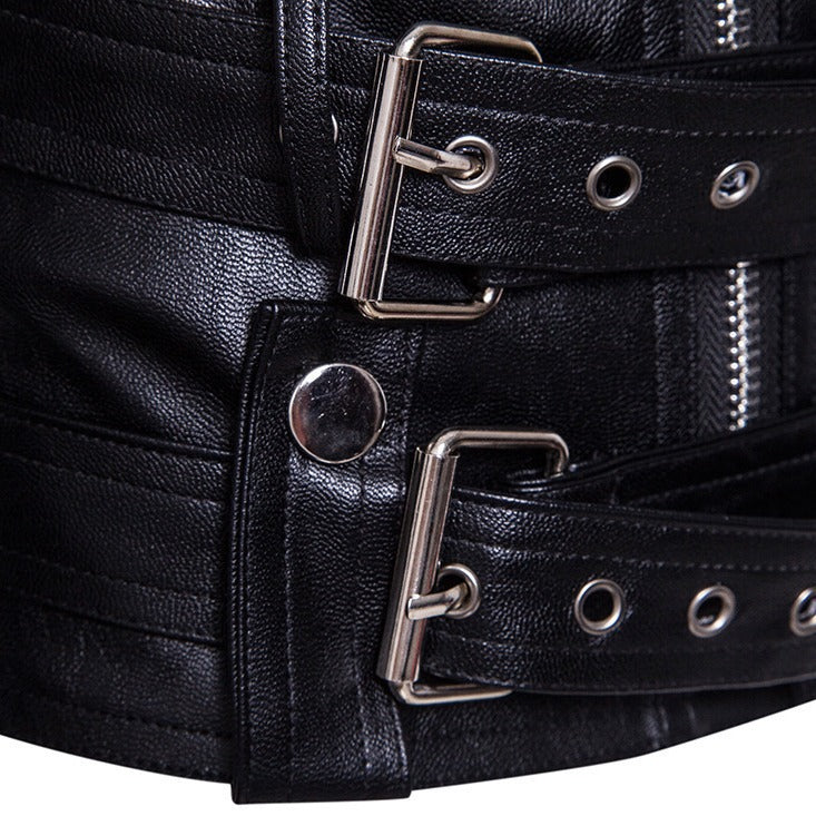 Herren Leder Bikerjacke mit robusten Reißverschlüssen EB