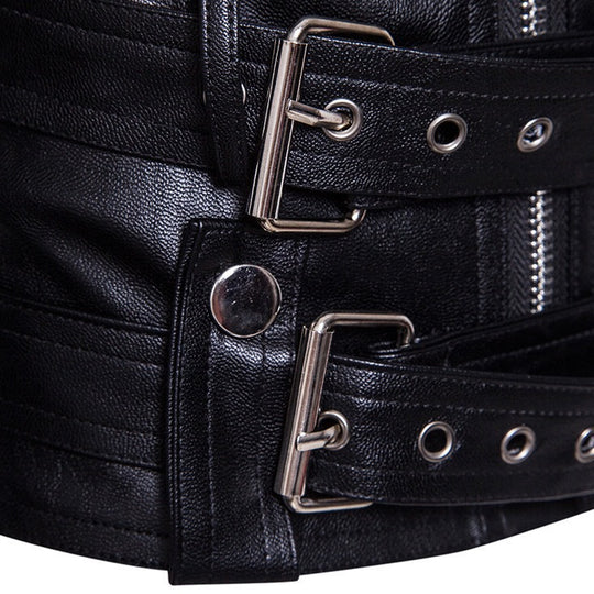 Herren Leder Bikerjacke mit robusten Reißverschlüssen EB