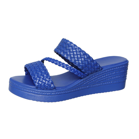 Damen Wedge-Pantoletten mit geflochtenen Riemen und ergonomischer Fußbettgestaltung EB