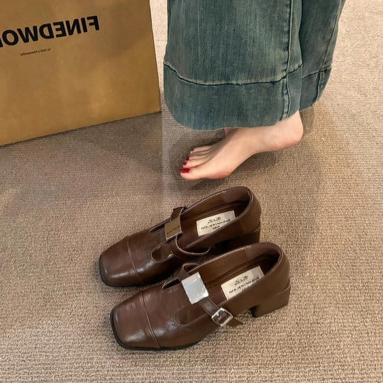 Damen Mary Jane Blockabsatzschuhe mit modischem Schnallenverschluss EB