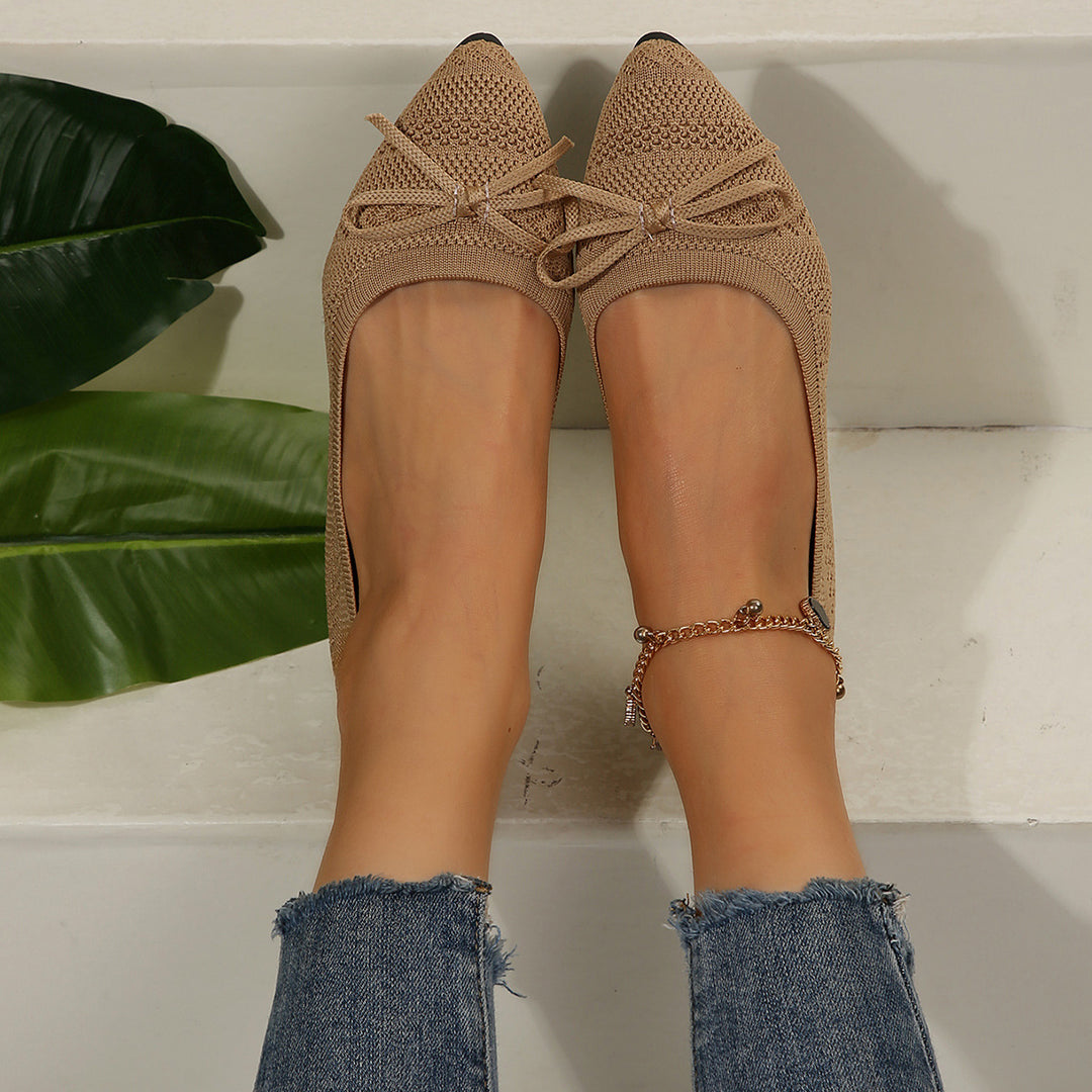 Damen Bequeme und stilvolle Ballerinas mit dekorativer Schleife EB