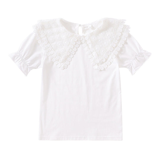 Damen Bluse mit voluminösem Kragen und lässigen Puffärmeln EB