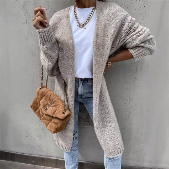 Damen Strickmantel mit lässigem, offenem Design und weichem Material EB