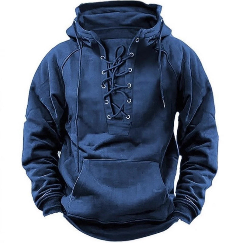 Herren Kapuzensweatshirt mit modischer Schnürung und weichem Innenfutter EB