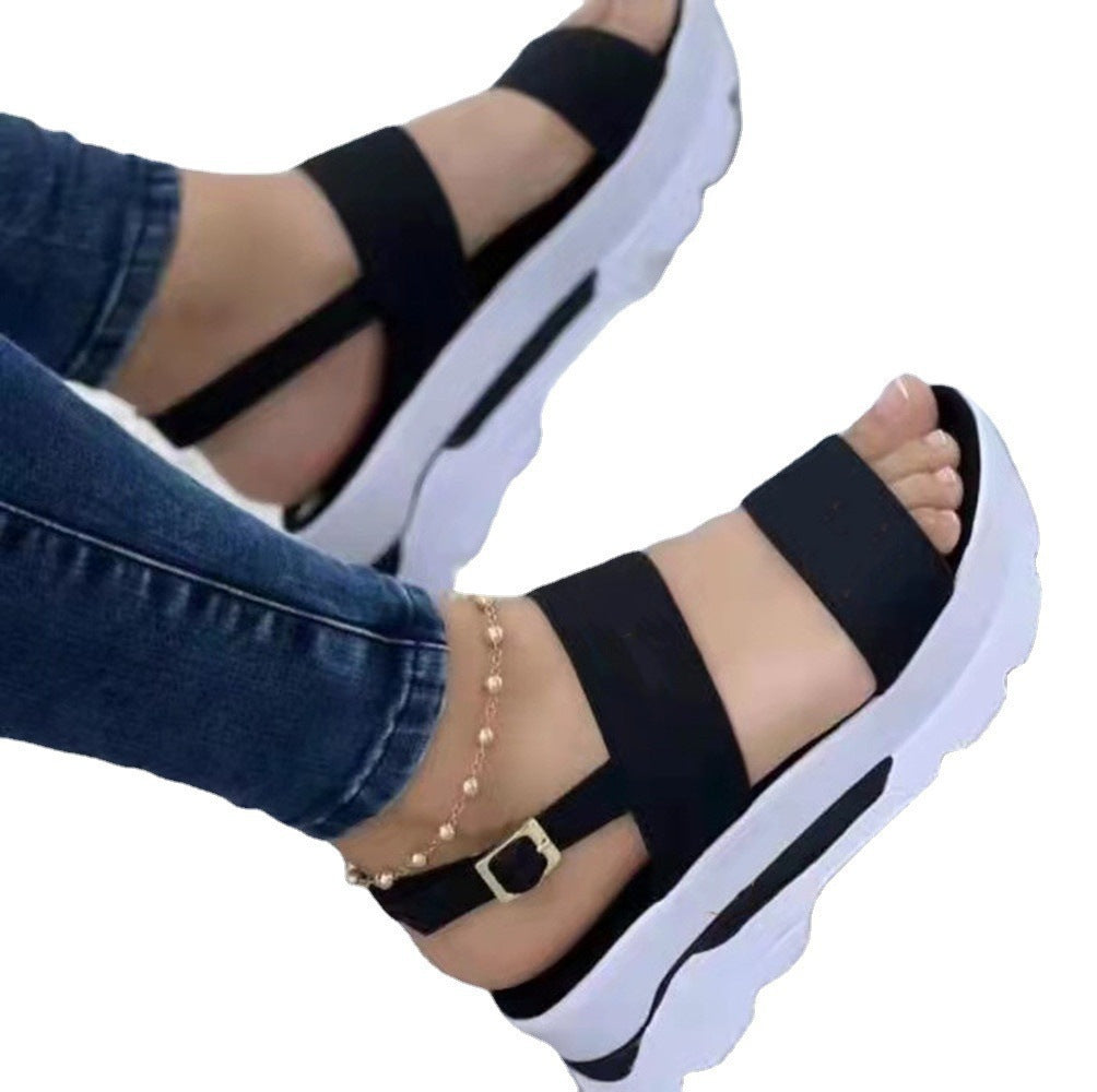 Damen Komfortable Plateau-Sandalen mit verstellbaren Riemen und rutschfester Sohle EB