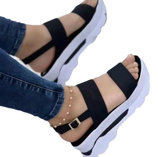 Damen Komfortable Plateau-Sandalen mit verstellbaren Riemen und rutschfester Sohle EB