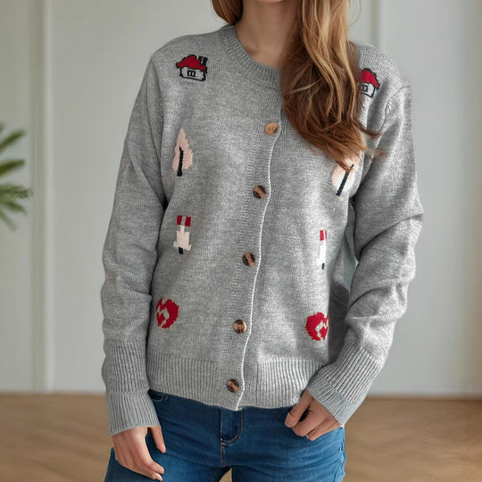 Damen Strickjacke mit kunstvollem Motiv EB
