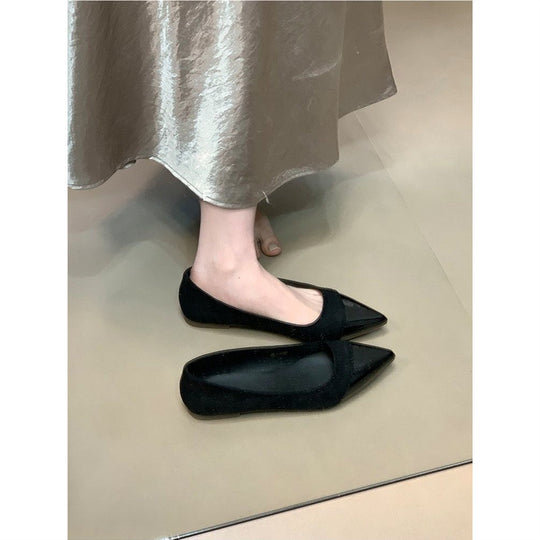 Damen spitze Ballerinas aus weichem Veloursleder EB