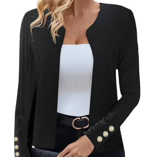 Damen elegante Blazerjacke mit dekorativen Knopfdetails und modernem Schnitt EB