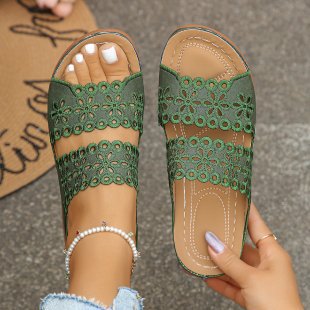 Damen elegante und luftige Sandalen mit floralem Riemendesign EB