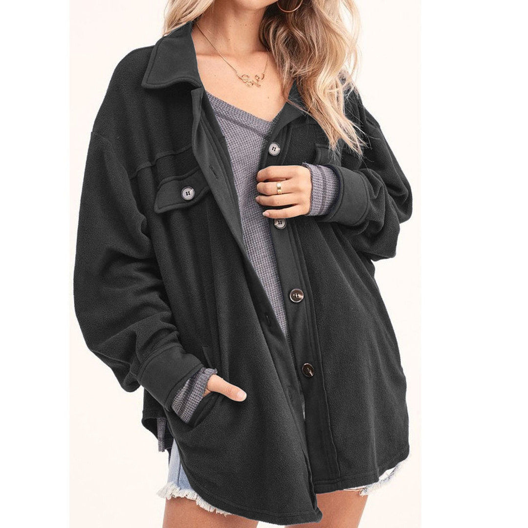 Damen lässige Overshirtjacke aus weichem Fleece EB