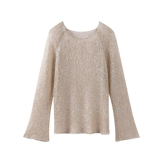 Damen lässiger Knit-Pullover mit transparentem Design EB
