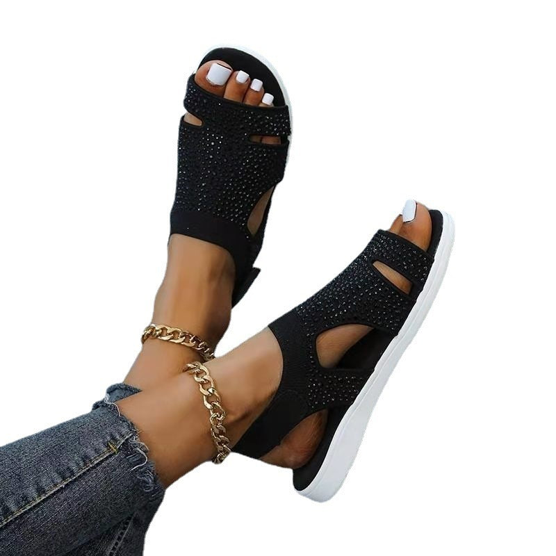 Damen Sandalen mit glitzernden Strassdetails EB