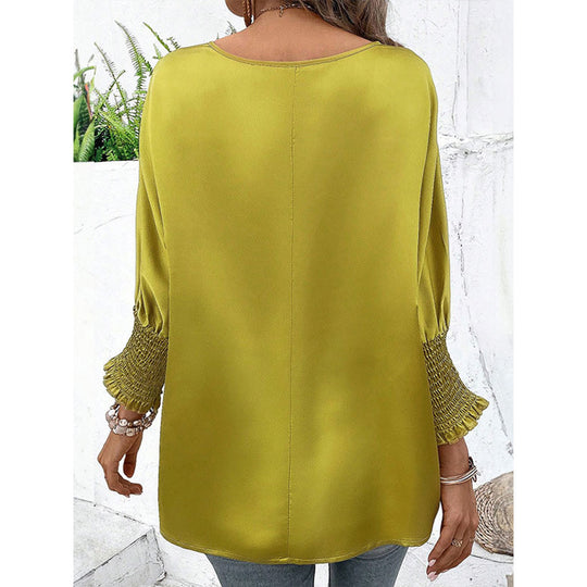 Damen elegantes Blusentop mit trendigen Puffärmeln EB