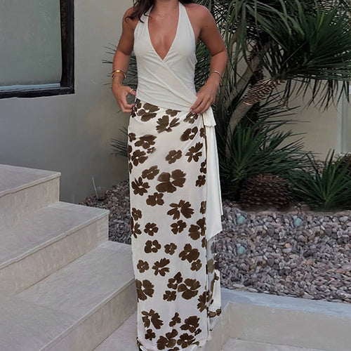 Damen Wickelkleid mit floralem Design und tiefem V-Ausschnitt EB