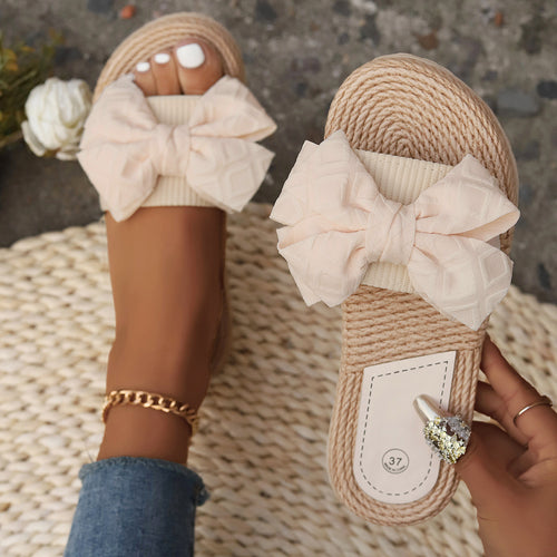 Damen Riemchen-Sandalen mit dekorativen Schleifen und rutschfester Sohle EB