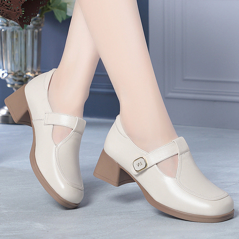 Damen Mary Jane Schuhe mit komfortablem Blockabsatz und modischem Schnallenakzent EB