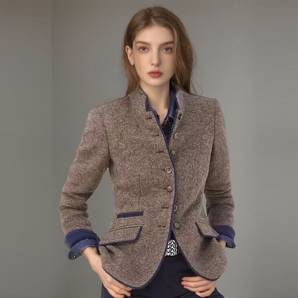 Damen elegante Blazerjacke mit Knopfleiste und praktischen Taschen EB