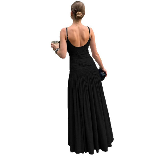 Damen Elegantes Maxikleid mit figurbetonendem Oberteil und weiten Rock EB