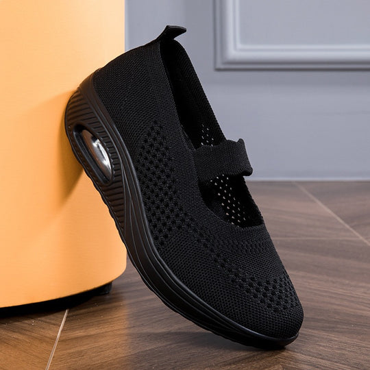 Damen atmungsaktive Slip-On Sneakers mit elastischem Riemen EB