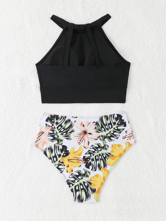 Damen Bikini-Set mit hohem Bund und sportlichem Oberteil EB