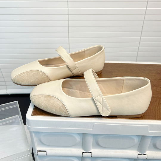 Damen Ballerinas mit modischem Riemenschluss aus hochwertigem Leder EB