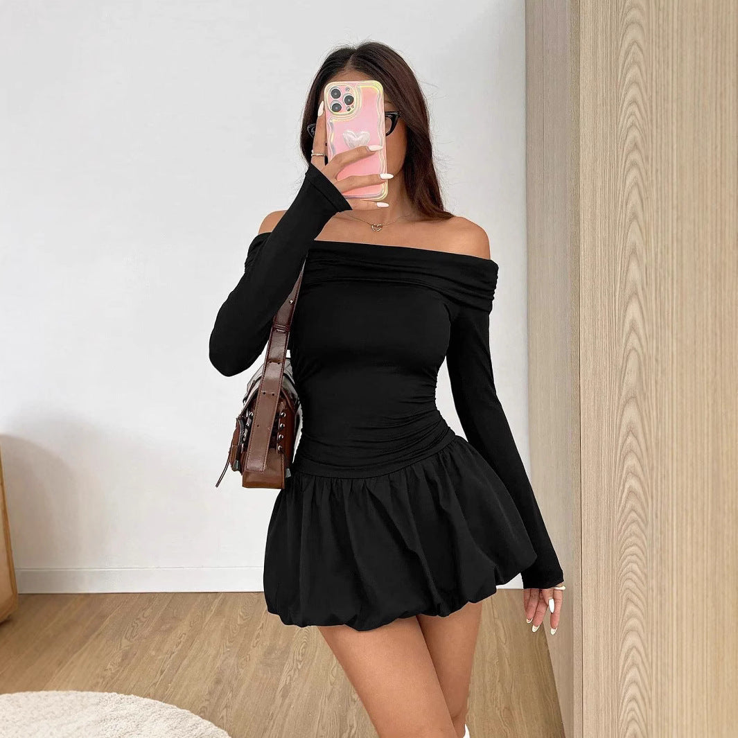 Damen Off-Shoulder Minikleid mit voluminösem Rock EB