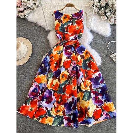 Damen Maxi-Kleid mit floraler Gestaltung und elegantem Schnitt EB